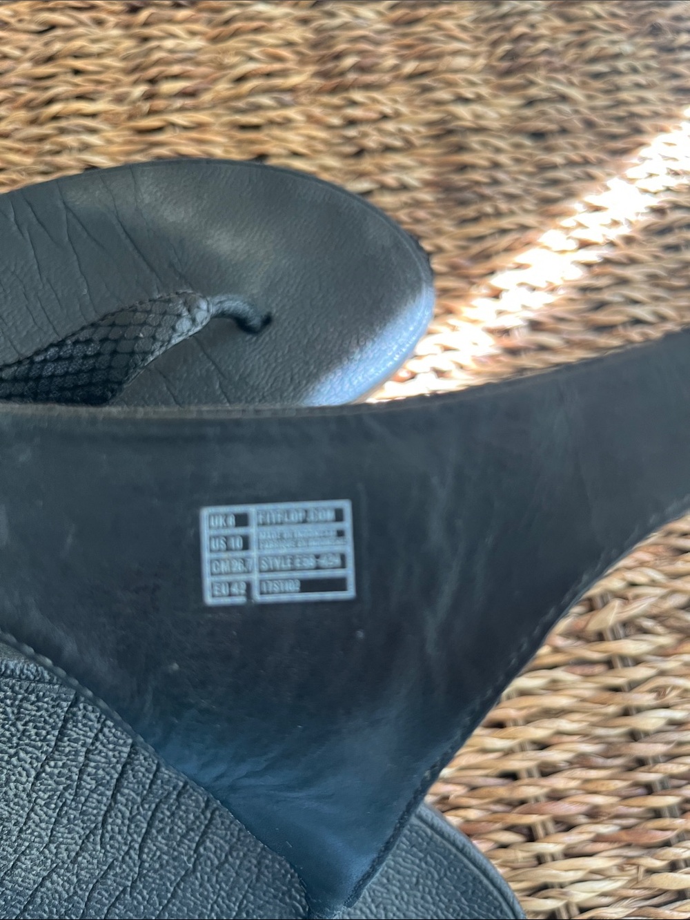 FitFlop The Skinny Black Textured Thong Sandals - Picture 10 of 10
